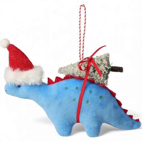 MIJOMA Weihnachts-Deko Dino zum Aufhängen – Stoff-Dinosaurier mit...
