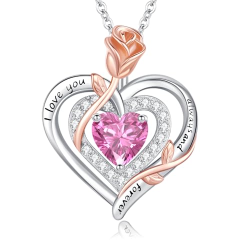 Lavumo Collar Mujer Plata 925 Doble Corazón Rosa Flor Cadena Piedra Natal Collares Día De La Madre Cumpleaños San Valentín Navidad Joyas Regalos Para Mujeres Mamá Novia Lavumo Collar Mujer Plata 925 Doble Corazón Rosa Flor Cadena Piedra Natal Collares Día De La Madre Cumpleaños San Valentín Navidad Joyas Regalos Para Mujeres Mamá Novia