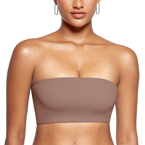 Image of INLYRIC Women's Inbarely Strapless Bandeau Bra Bralette Tube Top Seamless Comfortable Stretchy Non Padded Bras Tops