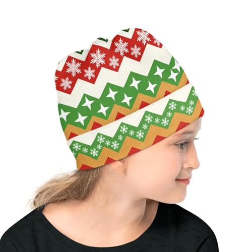 Babrukda Snowflake Beanie Caps for Girls Warm Winter Hats for Cold Weather Kids Knit Beanie Cap Christmas Beanies Headgear3