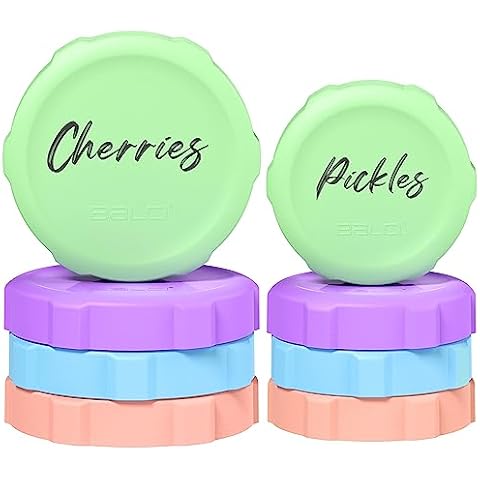 Premium Mason Jar Lids (8 Pack) - Heavy Duty, BPA Free Reusable Plastic Mason Jar Lids - Dry Canning Lid that fits Ball, Kerr & More - 4 Wide Mouth & 4 Regular Mouth Leak Proof Lids. … Cover