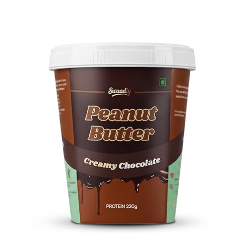 Image of Swaadly Creamy Chocolate Peanut Butter 1kg | High Protein Spread | No Palm Oil | Made with Natural Ingredients | Healthy Breakfast & Fitness Snack