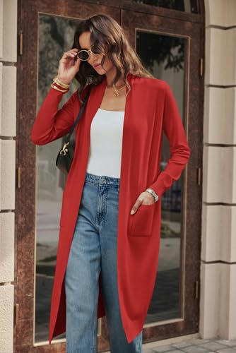 Image of GRACE KARIN Essential Solid Open Front Maxi Long Knitted Cardigan Sweater for Women