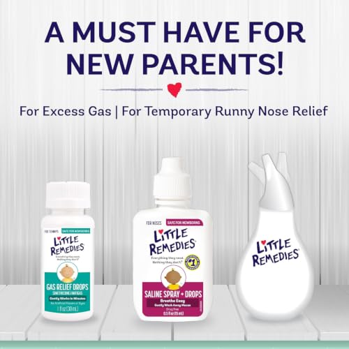 Image of Little Remedies New Baby Essentials Kit with Saline Nasal Spray, Diaper Rash Cream, Gas Relief Drops, Gripe Water & More, Safe for Newborns, Multi-Color