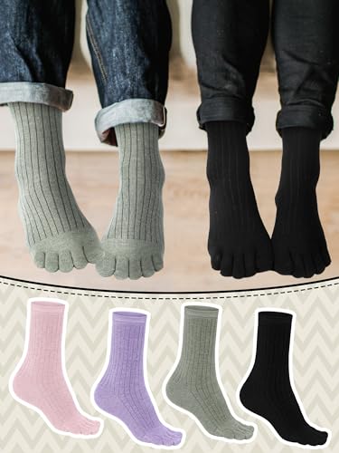 Image of Bencailor 4 /12Pairs Women Toe Sock Five Toe Sock