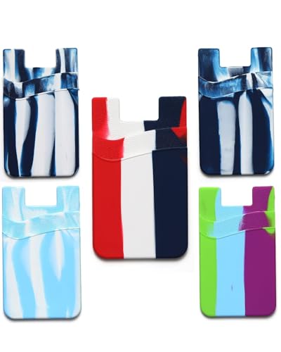 Image of 5Pc Silicone Card Holder for Phone Case, Stick On Wallet for iPhone