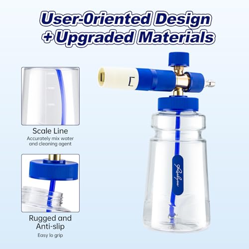 Image of REALYOU Foam Cannon, Foam Cannon for Pressure Washer with 1 /4 Inch Quick Connector, Additional 1.1mm Orifice Nozzle and 1L Bottle