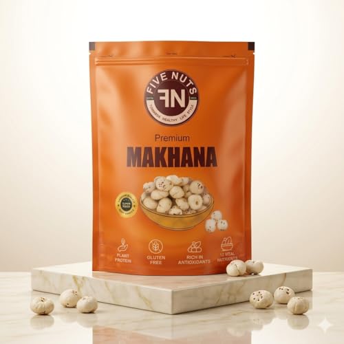 Fivenuts Premium Makhana Foxnut 200g | Pesticide free | Plant Protein | Rich in Calcium | Healthy Snacks | Gluten Free |Fit for Fasting