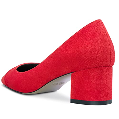 Castamere Women Chunky Block Mid Heel Cap Toe Slip-on Pumps Basic Classic Dress 2.0 Inches Heels4