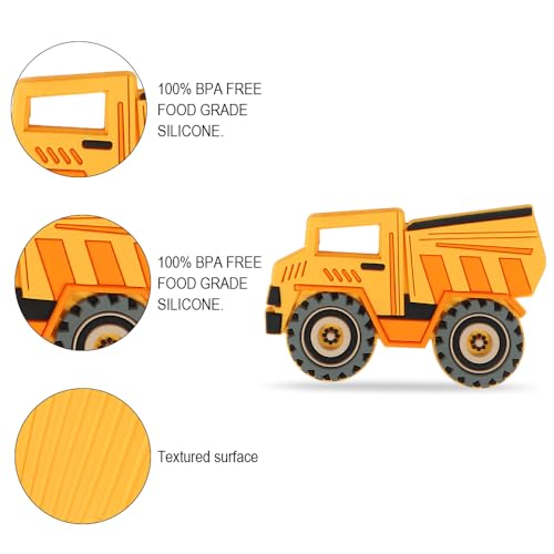 Image of Baby Silicone Teether,Sensory Chew Toys,BPA Free Soft and Effective Infant Teething Pain Relief Toys,Freezer Safe,Food Grade Silicone,Best Shower Gift for Boys and Girls (Dump Truck).