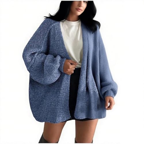 Cardigan Sweaters for Women Long Lantern Sleeve Open Front Chunky Knit Cardigans Fall Oversized Loose Sweater Coats