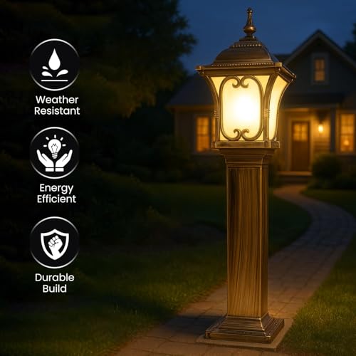 Image of GIGAWATTS GW-AP-30G Outdoor Garden Light - 101% Rust & Waterproof Die-Casting Aluminium Exterior Lamp for Garden, Boundary Street & Home Entrances (B22 Holder, Bulb Not Included, Gold)