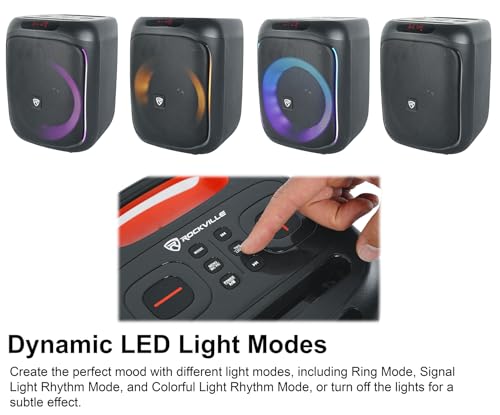 Rockville ROCKBOX PRO V2 150W Portable Bluetooth Speaker, LED Party Lights, TWS Pairing, Mic Input, for Outdoor Events and Karaoke by Rockville - Used condition - Image 2