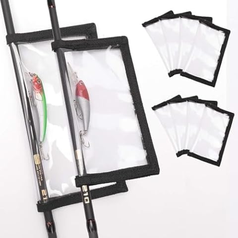 PFILERSO Fishing Lure Wraps 10 Packs Durable Clear PVC Lure Covers Keeps Fishing Safe Easily See Lures Fishing Hook Covers Bait Storage 5 Large 4.3" W x 7.9" L + 5 Medium 3.9" W x 7.1" L (10pcs 5L+5M) Cover