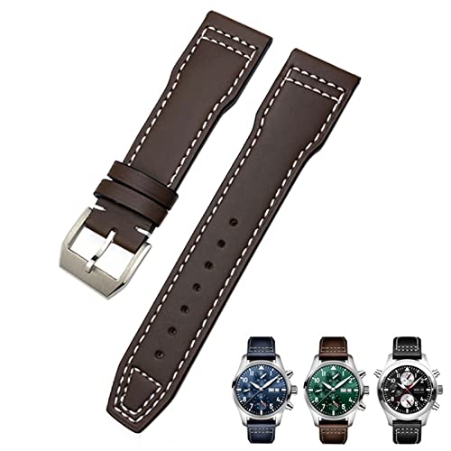 Bracelet montre IWC Mark 18 cuir bleu agate pour look aviateur chic