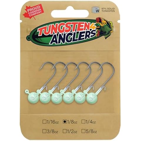 TUNGSTEN4ANGLERS Tungsten 4 Anglers – 97% Pure Tungsten Glow Ball Jig Heads | 1/16oz- 1/8oz. with #2 Hooks, 6-Pack/Bag (1/8oz. #2 Hooks) Cover