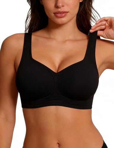 LAJERIN Push Up BH für Damen Ohne Bügel Große Größen Brüste Starker Halt Damen-BHS Verlängerung Seamless Komfort Soft Bra Bequemer Bralette Nahtloser Bügelloser Büstenhalter, Schwarz-3XL