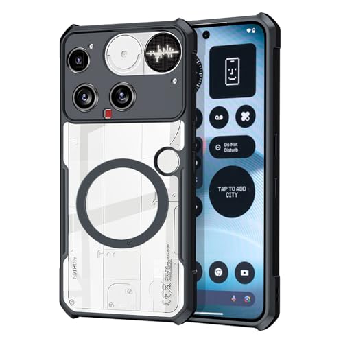 Image of for Nothing Phone 3 Magnetic Case [Compatible with Magsafe] Soft TPU Bumper + Acrylic Back Military Grade Airbags Shookproof Drop Protection [1 Tempered Film],Magnetic Black