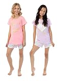 Sleep On It Girls Pajamas Short Sets 4 Piece Tank Top and Short Sleeve Summer Sleepwear for Kids (2
