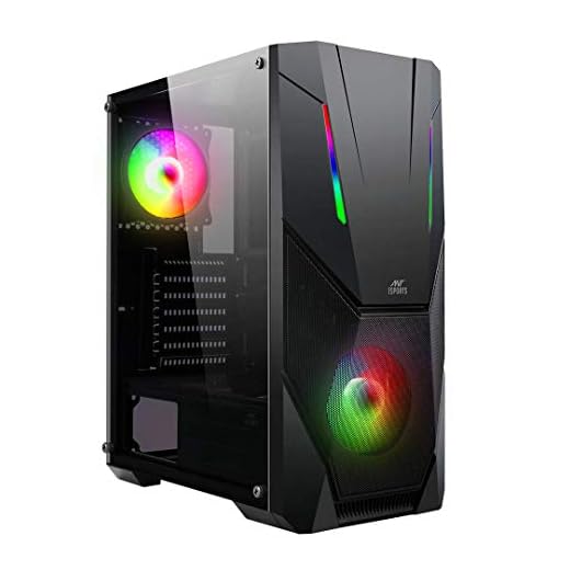 Ant Esports ICE-211TG Mid Tower Computer Case I Gaming Cabinet I Mesh Panel with ARGB Strip Front Panel I Supports ATX MB with Transparent Glass Side Panel, 2 x 120 mm ARGB Fan Preinstalled - Black