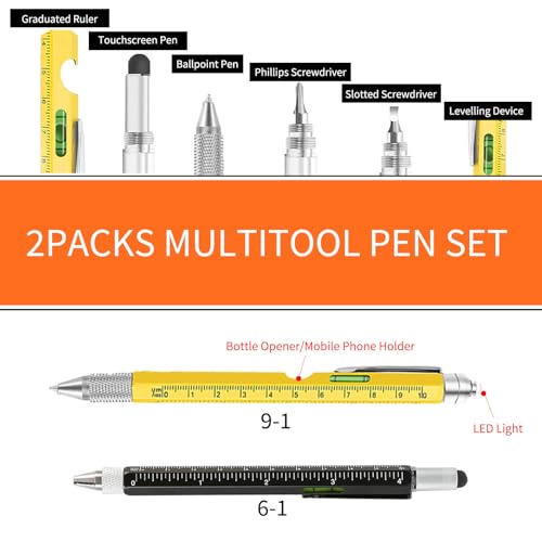 AUXHCYL Gifts for Men, 2Pack 9 in 1 Multi Tool Pen, Secret Santa Gifts, Christmas Gifts for Grandad/Dad, Birthday Gift Set for Men AUXHCYL Gifts for Men, 2Pack 9 in 1 Multi Tool Pen, Secret Santa Gifts, Christmas Gifts for Grandad/Dad, Birthday Gift Set for Men