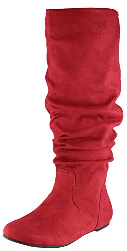 Cambridge Select Women's Slouchy Knee High Flat Boot (8.5 B(M) US, Burgundy IMSU)