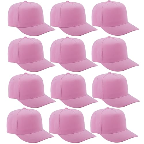 Image of 12 Pack Seamless Baseball Caps Wholesale Bulk - No Center Seam, DIY Friendly, Adjustable Breathable Lightweight for Men Women