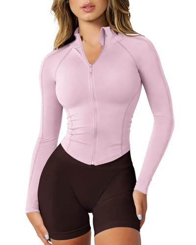 Image of GYM RAINBOW Womens Snatched Workout Jackets Lightweight Zip Up Slim Fit Gym Track Athletic Jackets with Thumb Holes