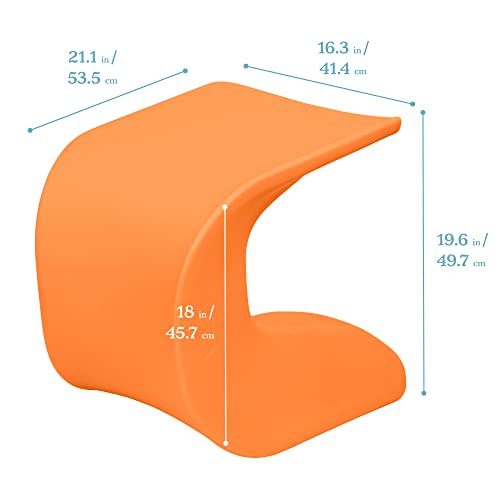 Image of ECR4Kids Wave Seat Perch Stool, 18in - 19.6in Seat Height, Flexible Seating, Orange