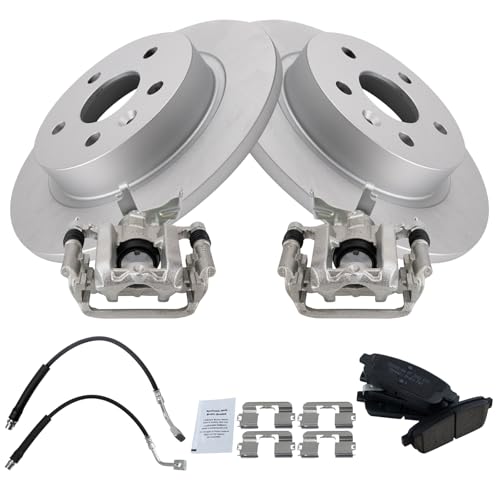 Image of TRQ Rear Brake Pad & Rotor Kit Ceramic Premium G-Coated Compatible with 2014-2017 Buick Encore 2015-2017 Chevrolet Trax