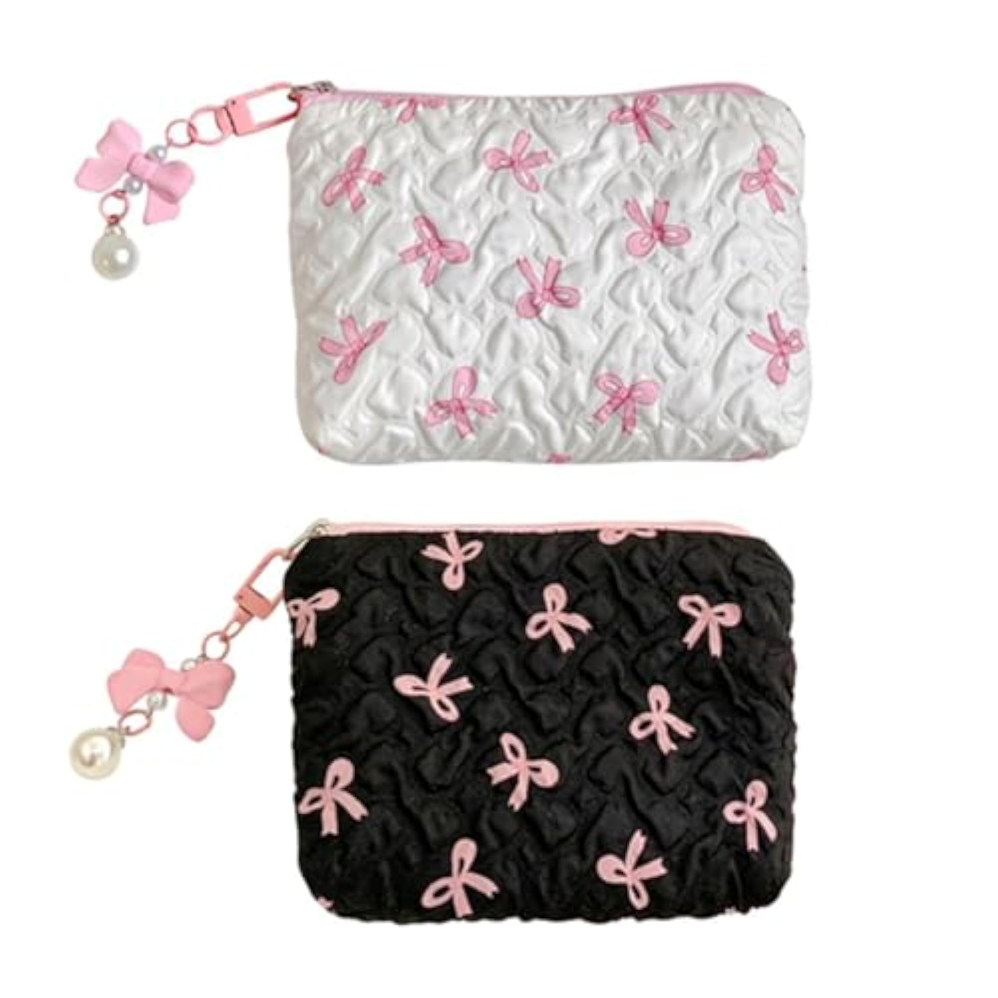 2 Pcs Makeup Bags Cute Bow Cosmetic Bags