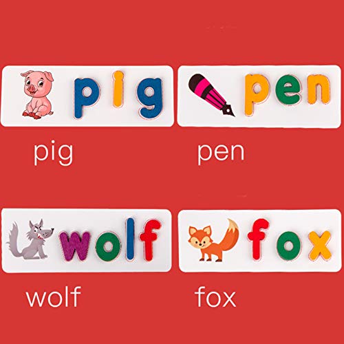 Jogo de palavras de soletração de madeira Cartão de reconhecimento de letras Enigma Montessori STEM