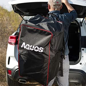 Aquos Backpack Series 8.8 Ft Inflatable Pontoon Boat With Stainless Steel Guard Bar And Folding Seat For One Person Fishing, Aluminum Floor Board, Transport Canada Approved (8.8) #TOP5