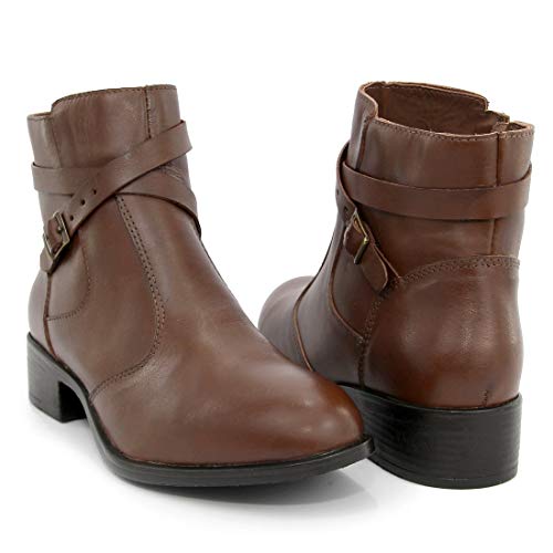 Bota Feminina Cano Curto em Couro Tira com Fivela Arietto Cor:Marrom;Tamanho:39