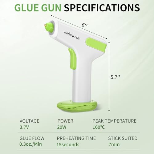 WorkBless Cordless Hot Glue Gun with 20 Glue Sticks & Leak-Proof Nozzle, 2-3 Min Fast Heating, 2900mAh Rechargeable Battery for DIY Crafts, Home Repairs, Woodworking & Art Projects - Image 6