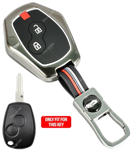 Image of Coll of Fest Premium Metal Silicon Key Cover Compatible with Renault Logan | Duster | Verito | Lodgy 2 Button Smart Key Glow in the Dark