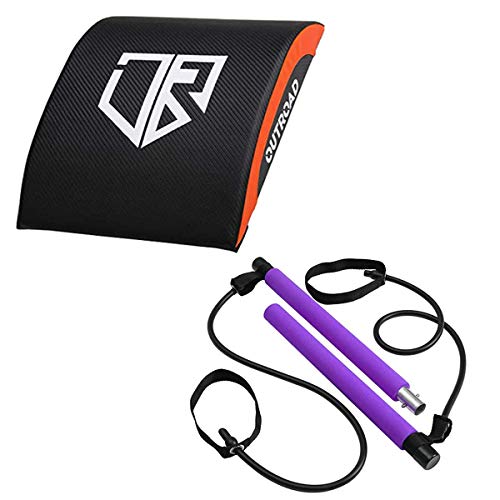 Outroad Ab Mat and Exercise Mat & Portable Pilates Bar Yoga Exercise Pilates Bar for Full Range of Motion Ab Workouts