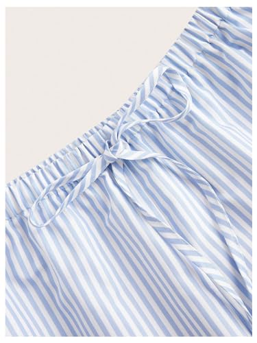 GORGLITTER Women's Striped Boxer Pants High Waisted Wide Leg Drawstring Causal Lounge Pajama Trousers4