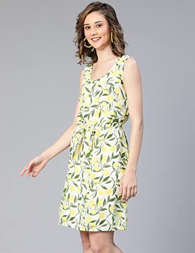 Image of oxolloxo Women Floral Print Elasticated & Tie-Knotted Dress