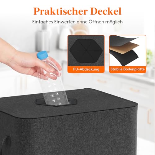 Lifewit 100L Pfandflaschen Sammelbehälter mit Deckel, Groß Pfandflaschen Aufbewahrung, Behälter Leergut & Altglas Aufbewahrung, Flaschensammler mit Loch Küche Abstellraum Flaschentasche, Dunkelgrau