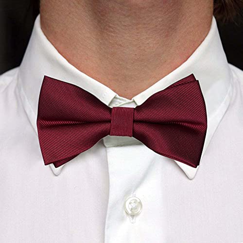 Image of Pre-Tied Adjustable Solid Tuxedo Bow Tie for Boys and Men