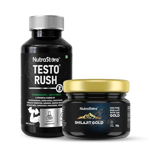 Image of NutraStore Shilajit Gold Resin 20 gm + NutraStore TestoRush 120