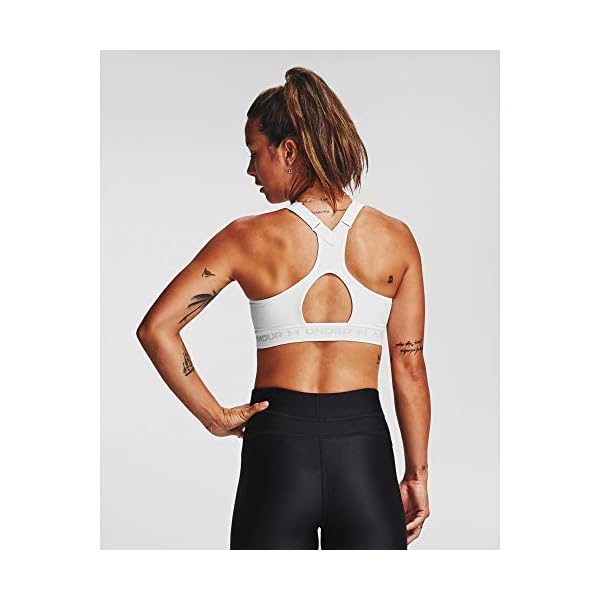 Under Armour Women's Armour High Crossback Zip Bra , White (100)/Halo Gray , 36DD