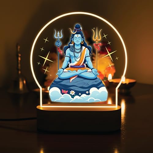 Image of Giftplease Divine Baby Shiva LED Desk Lamp - Warm Glow Spiritual Night Light - Cute Bal Shiva Table Decor for Pooja Room, Meditation Space, and Kids' Bedroom - Religious Gift & Home Accent GL 12