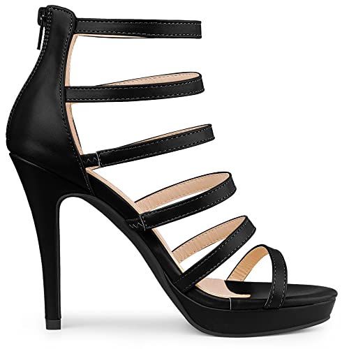 Allegra K Women's Platform Gladiator Strappy Indianapolis Stiletto Black Heel Sandals 9 M Us #TOP5