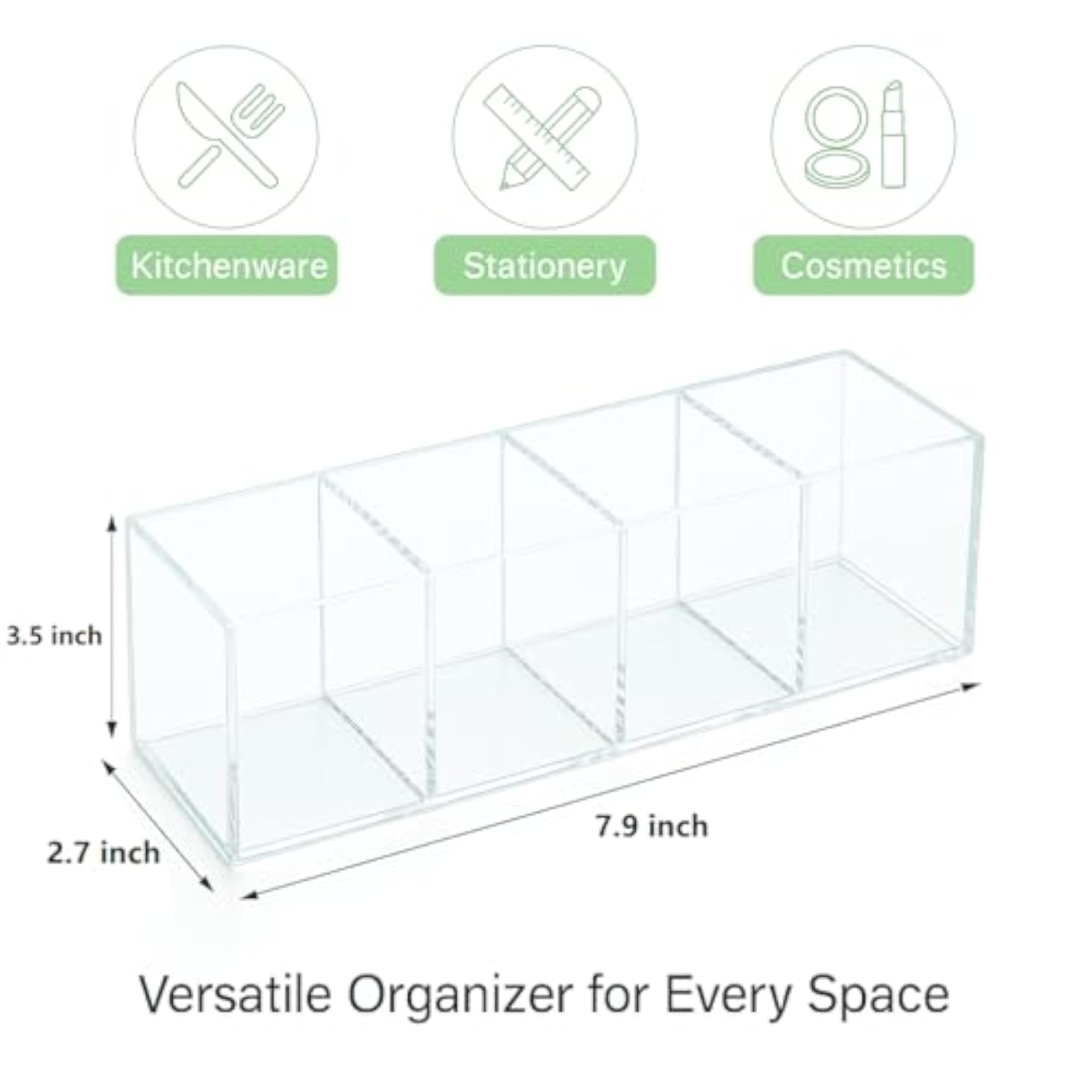 Clear Acrylic 4-Compartment Organizer Box