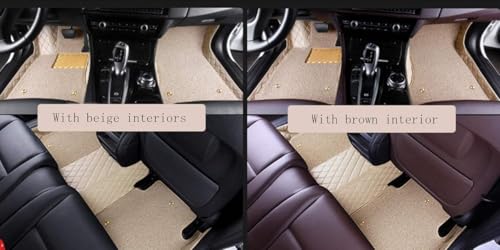 Image of 9D Car Floor Mat Full Set for E Bella SUV (5-Seater) || Luxury Leather with Grass Mat Complete Set || 100% Waterproof and Washable || Color : (Beige)