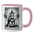 Witch Workout Fitness Deadlifting Hexes Flexes Tarot Card Ceramic Mug, Pink/White
