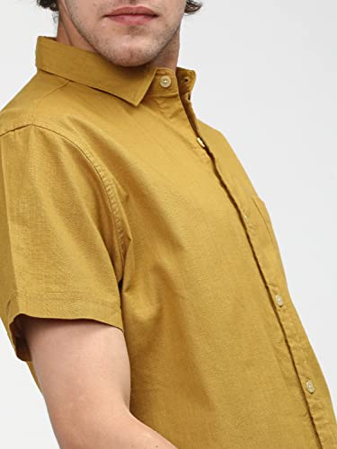 Image of Ketch Men's Cotton Slim Fit Solid Half Sleeve Shirt
