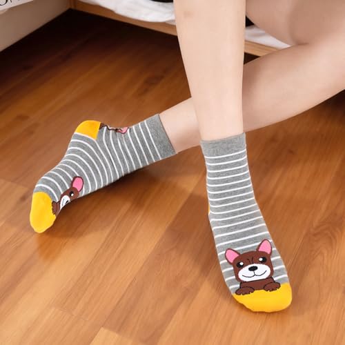 SukModen Lustige Socken Damen Bunte Socken aus Baumwolle, Hundemotiv & Weihnachts-Motiv, Katzensocken Tier-Motiv, Geschenkidee für Frauen Geburtstag & Weihnachten,Valentinstag-Geschenk für sie,5 Paare